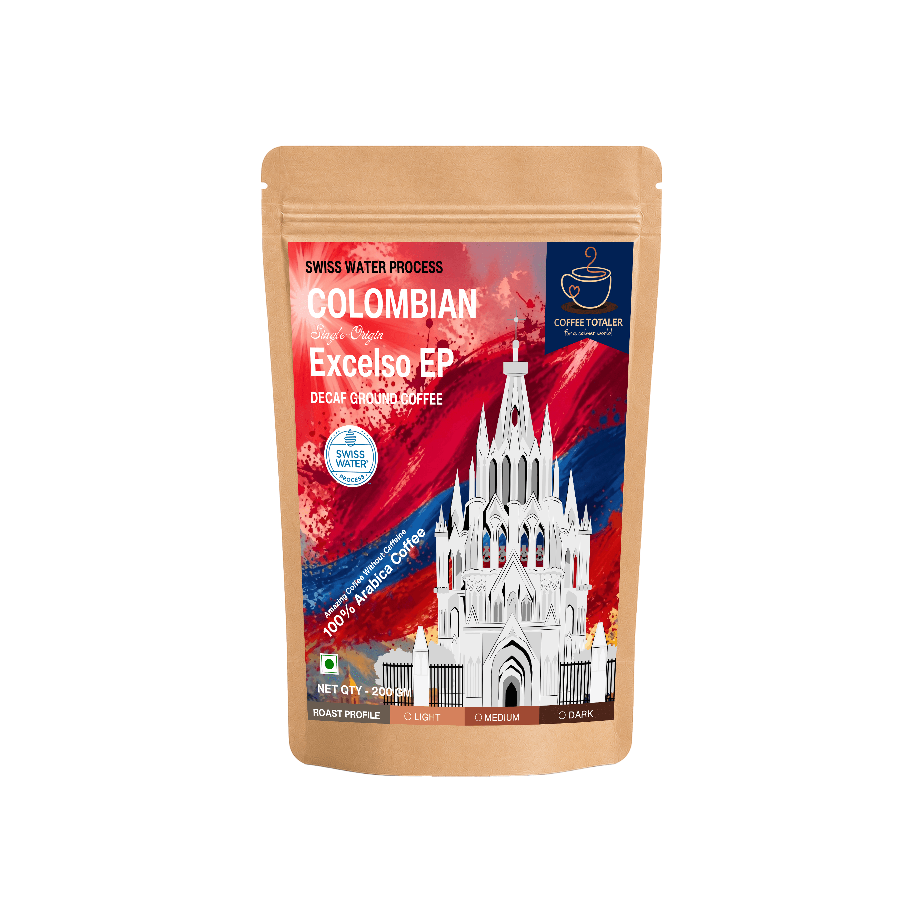 CoffeeTotaler Colombian Excelso Decaf Ground Coffee By Swiss Water Process