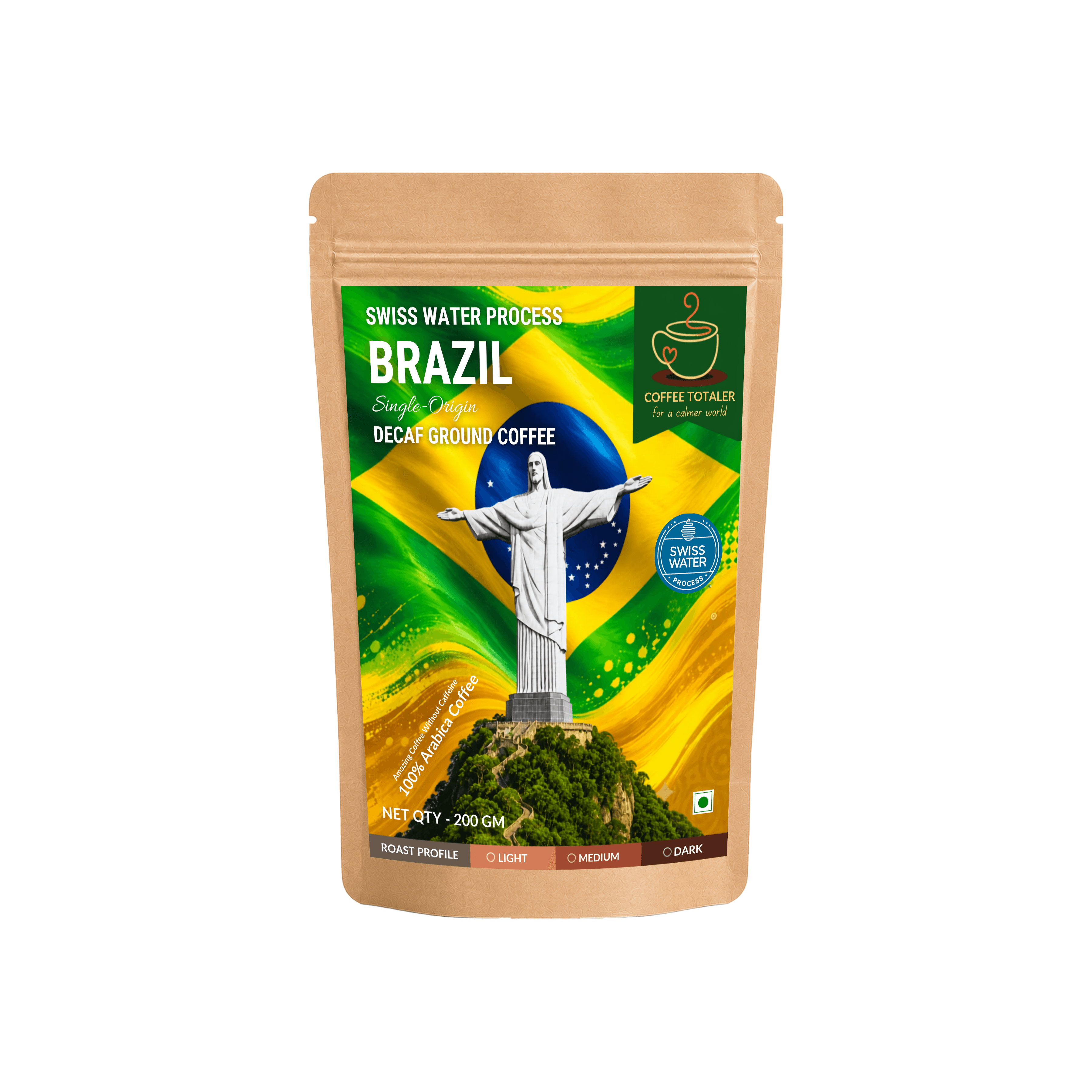 CoffeeTotaler Brazil Decaf Ground Coffee by Swiss Water