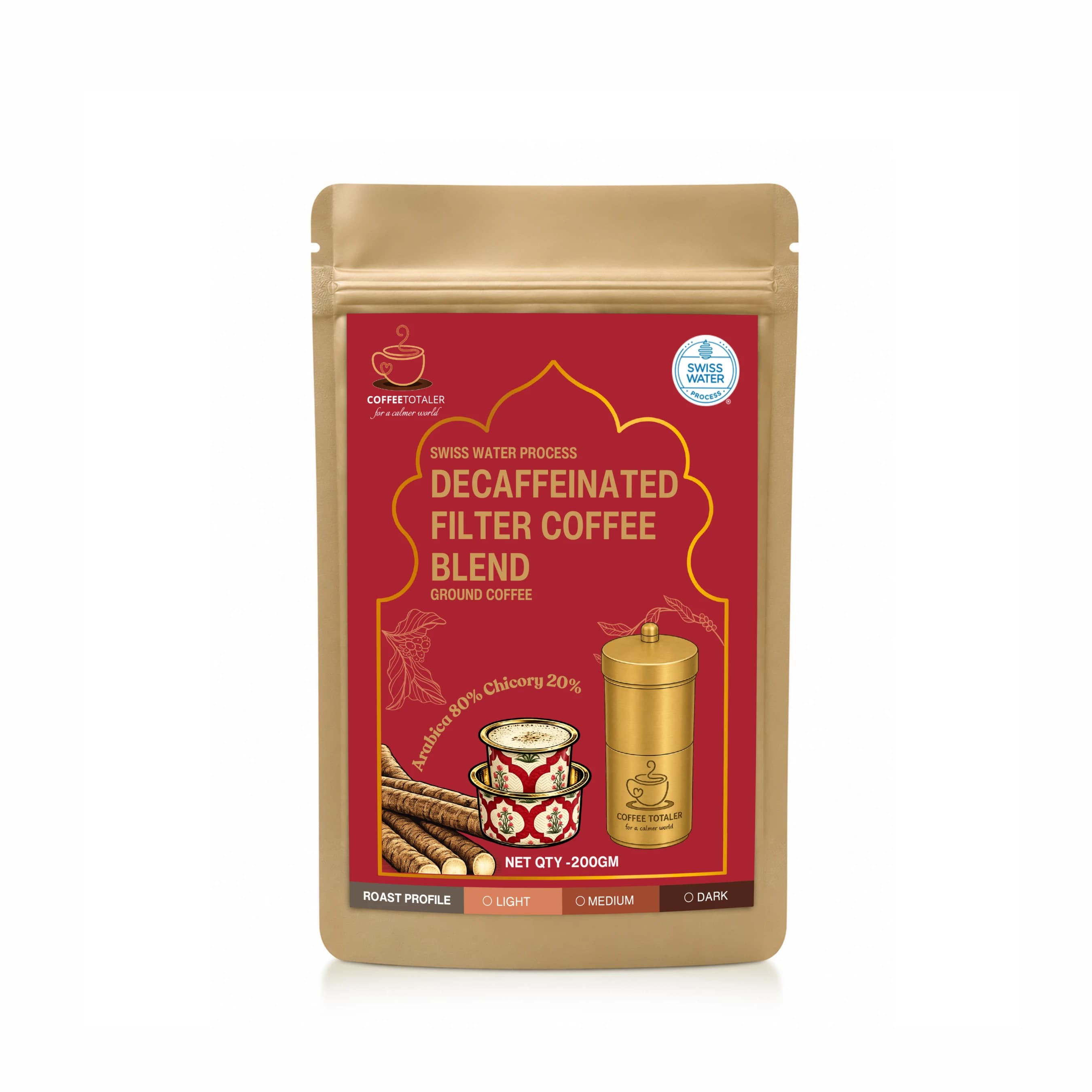 Decaffeinated Filter Coffee blend | Medium Grind | Dark Roast | Arabica - Chicory 80:20