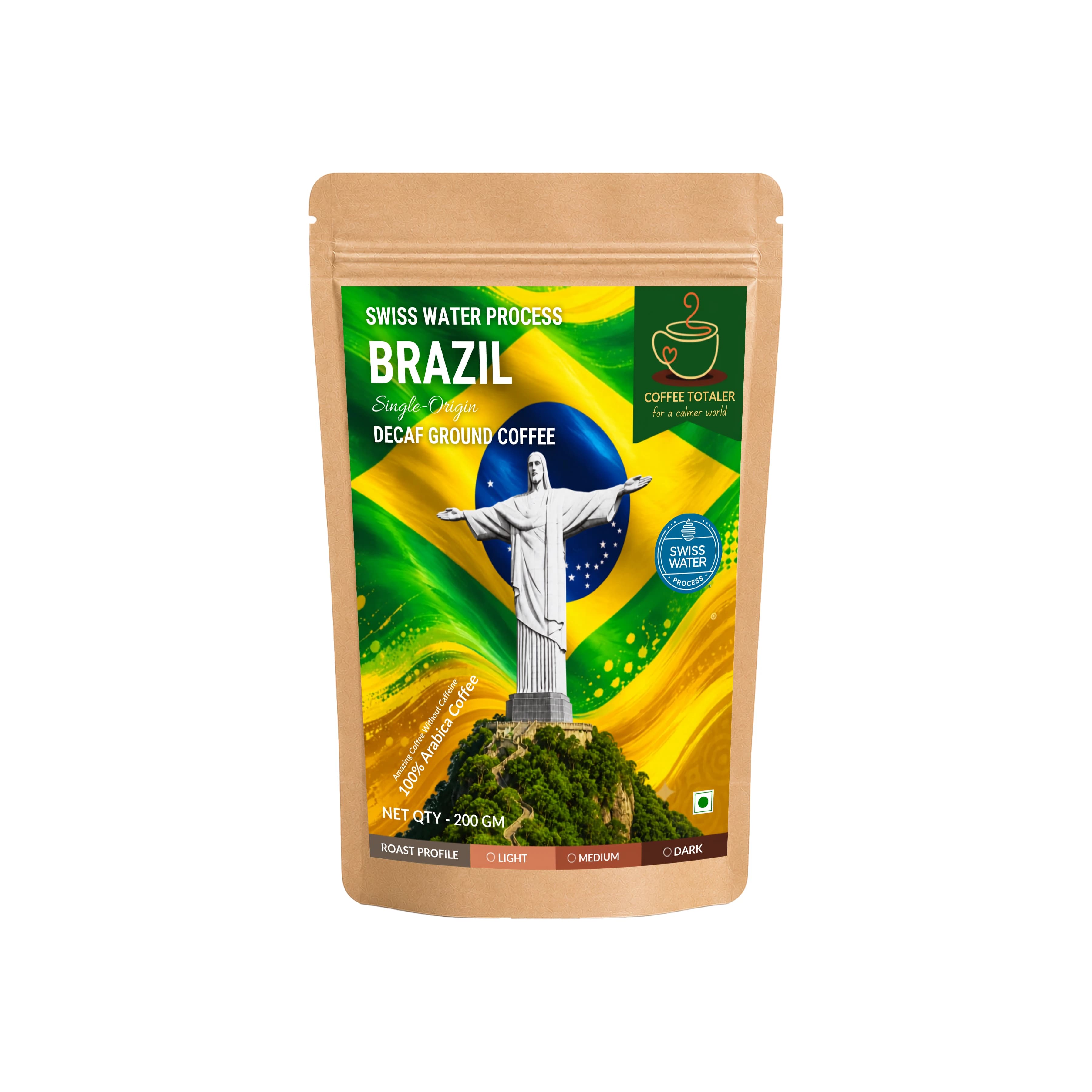 CoffeeTotaler Brazil Decaf Ground Coffee by Swiss Water