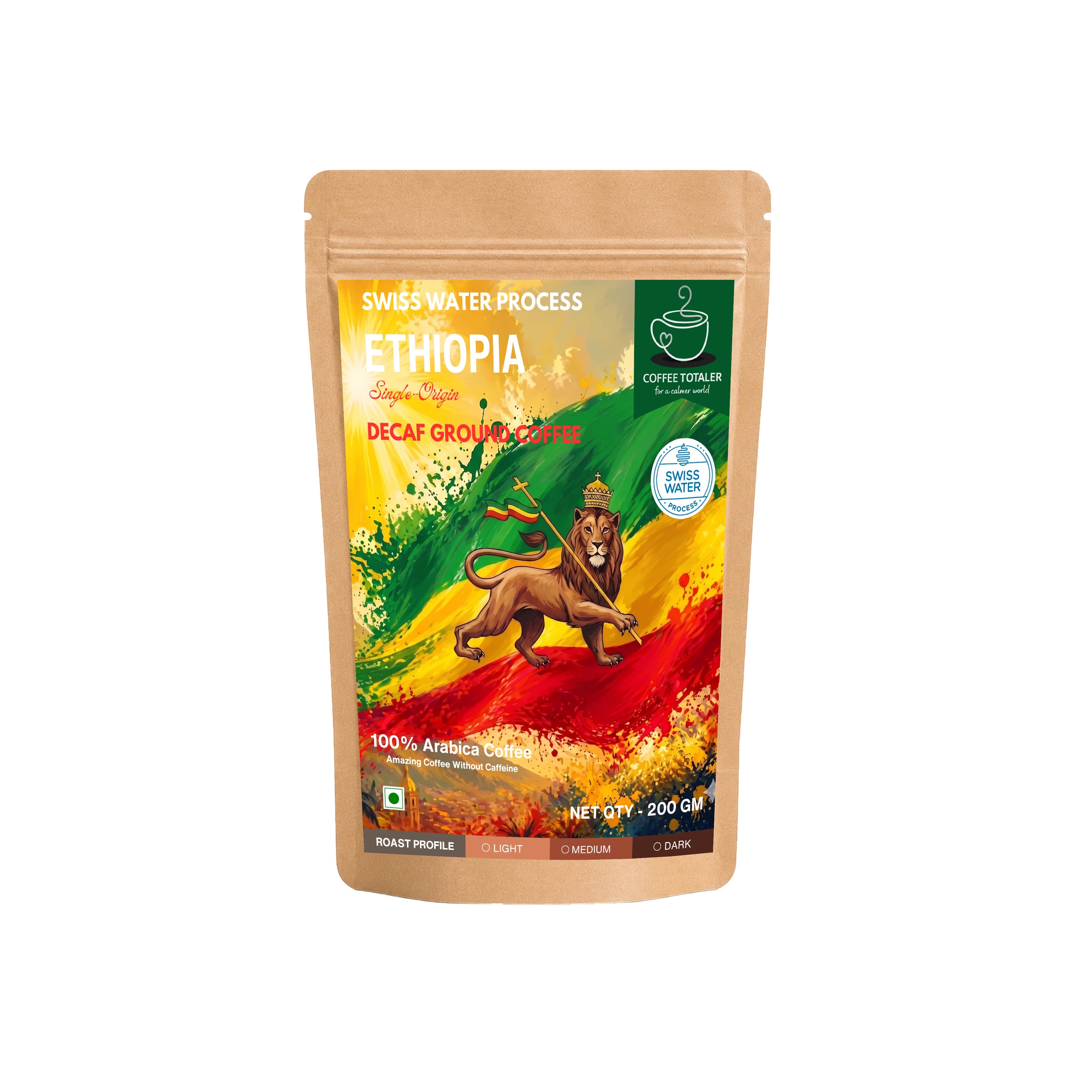 CoffeeTotaler Ethiopia Sidamo Decaf Ground Coffee by Swiss Water