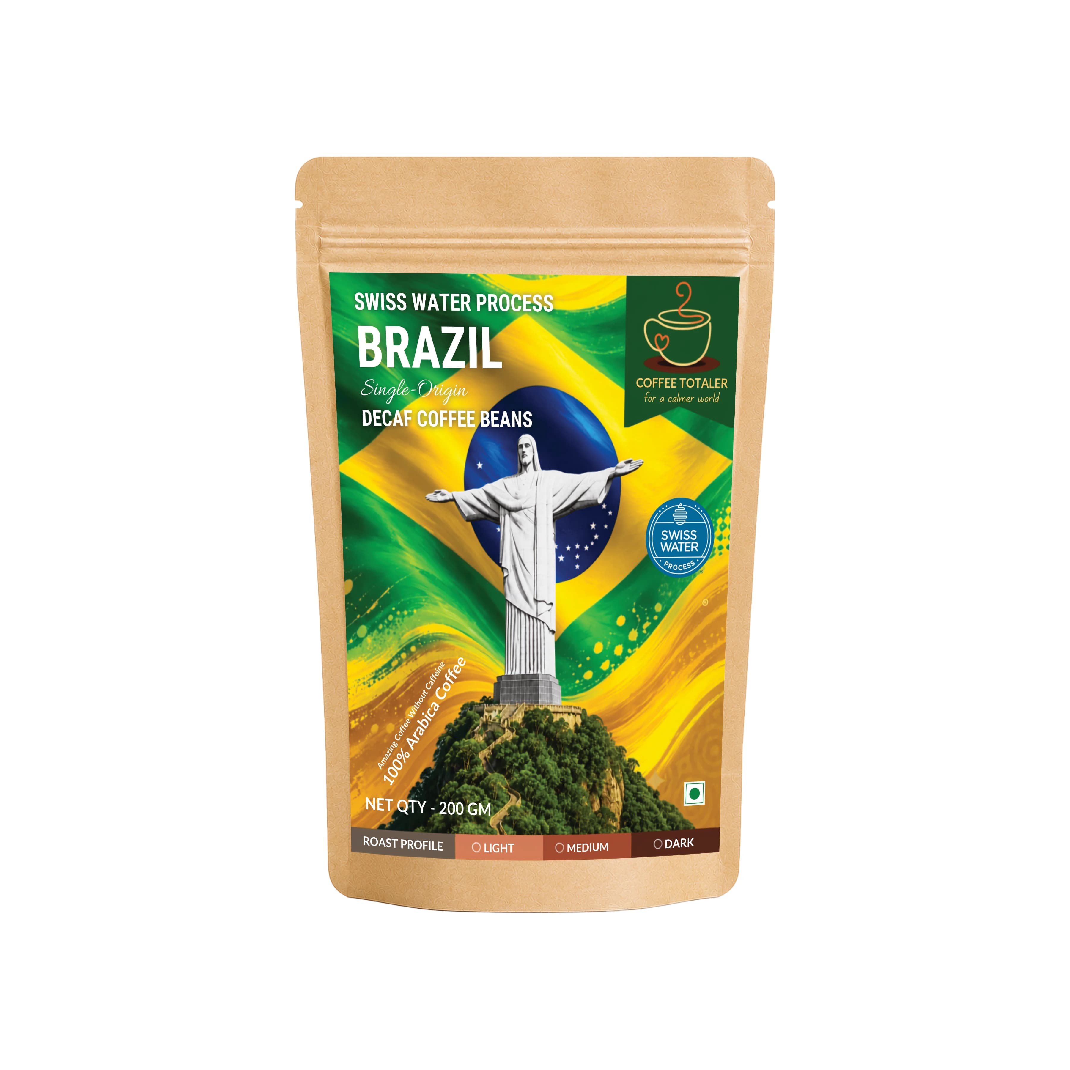 CoffeeTotaler Brazil Decaf Coffee Beans by Swiss Water