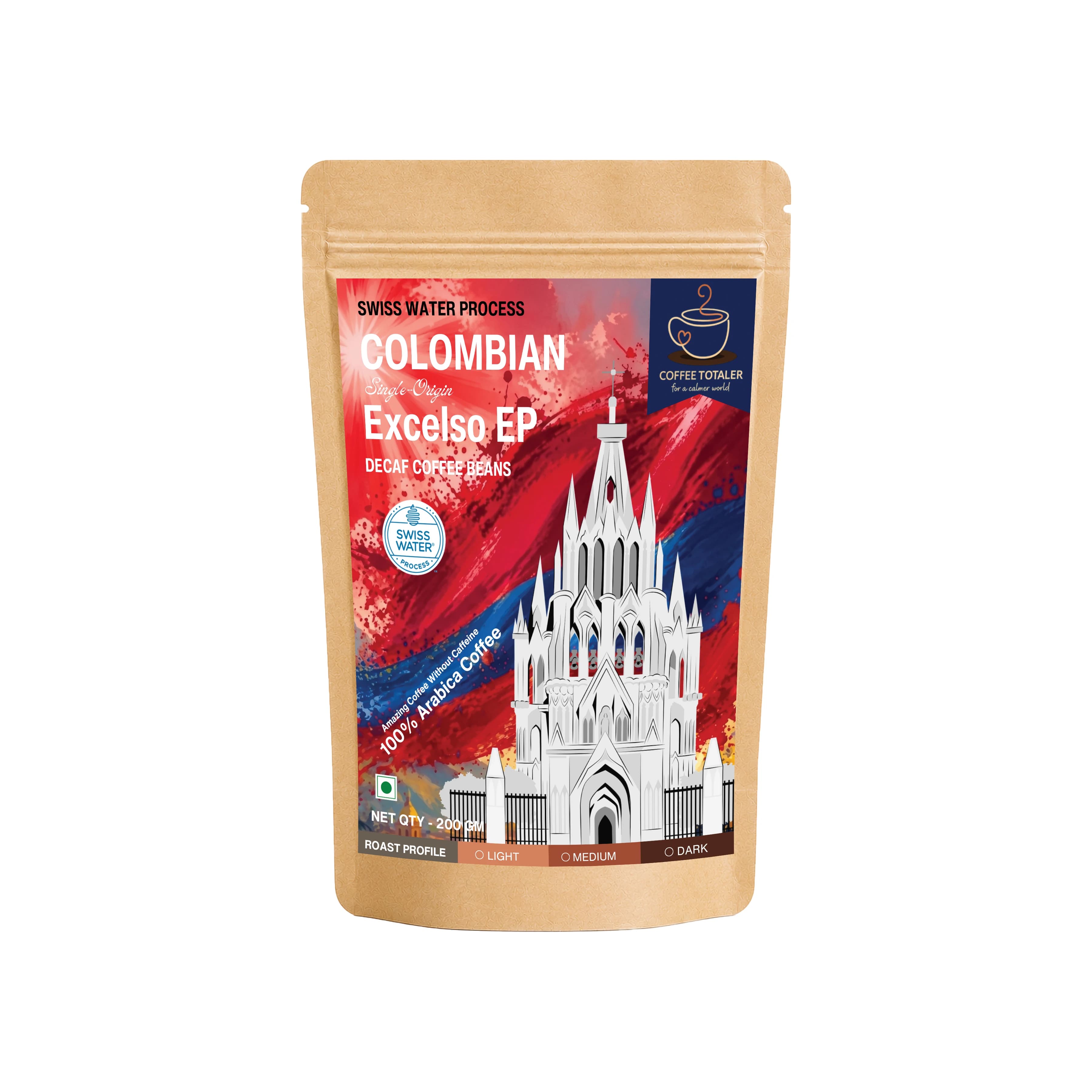 CoffeeTotaler Colombian Excelso Decaf Coffee Beans By Swiss Water Process