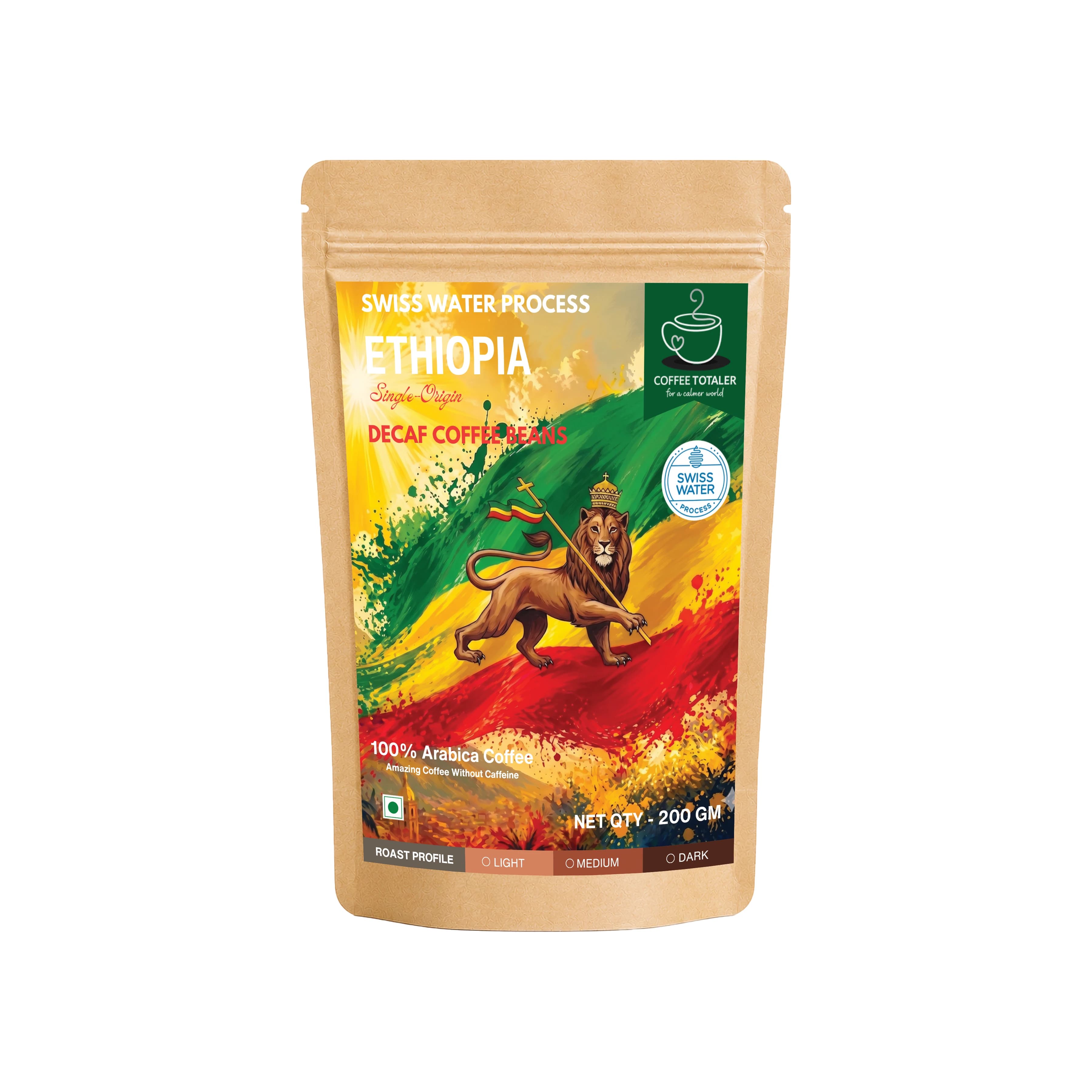 CoffeeTotaler Ethiopia Sidamo Decaf Coffee Beans by Swiss Water