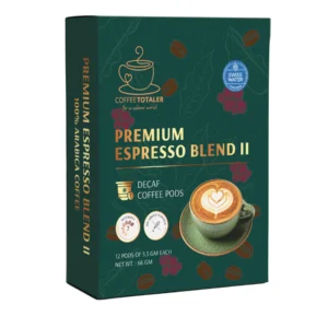 Decaf coffee-Pods, Swiss Water Process, Premium Espresso Blend II